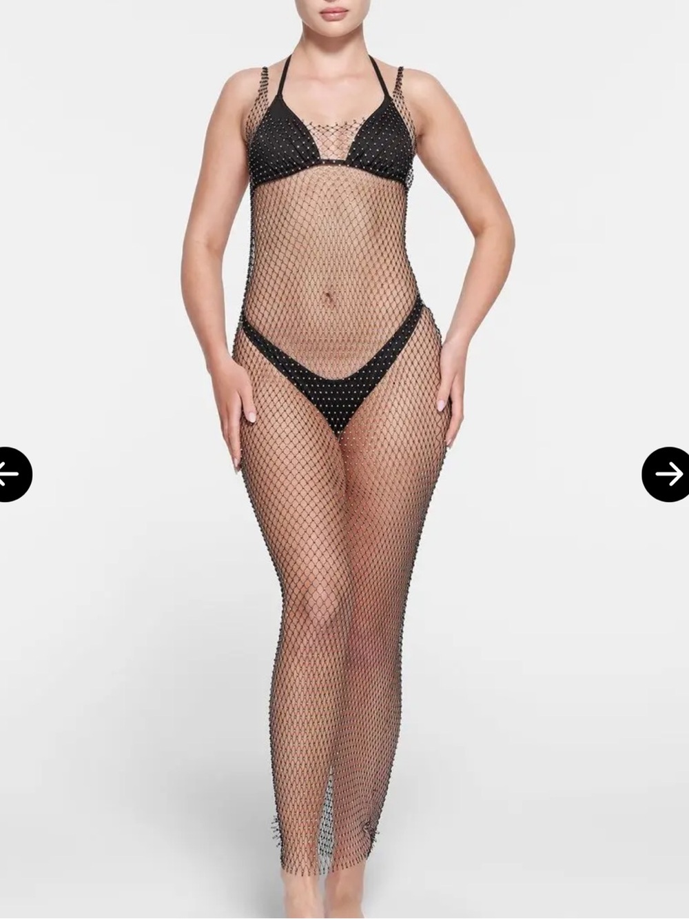SKIMS Black Diamond Mesh Cover-Up Dress